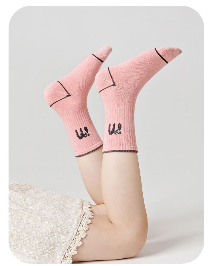 春秋季女童袜子多巴胺运动精梳棉无骨儿童袜子中筒字母蝴蝶结潮袜详情17