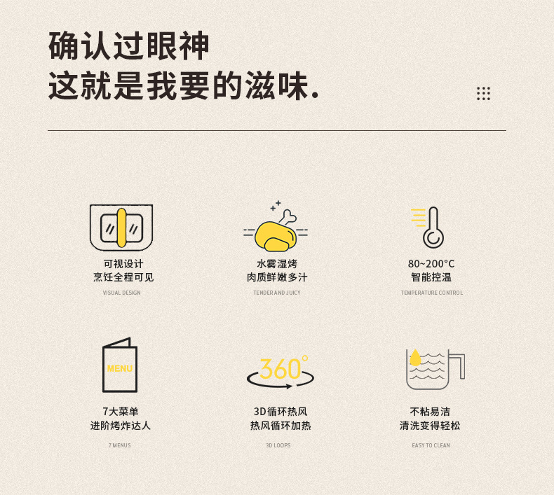 跨境平台专供亚马逊热销家用彩屏可视化6L多功能玻璃款空气炸锅22详情3