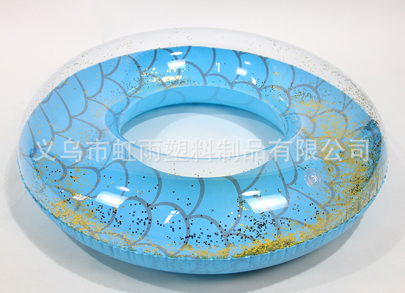 虹雨新品成人充气游泳圈透明亮片鱼纹游泳圈PVC救生圈腋下圈批发详情7