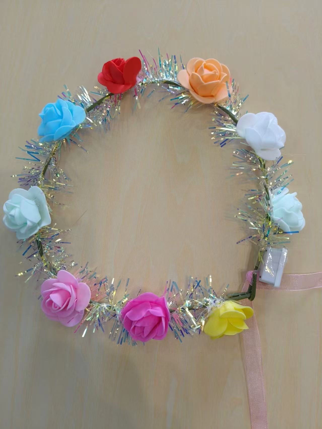 闪光金丝大花环花环发光玩具夜市玩具孙悟空帽气球闪光玩具详情7