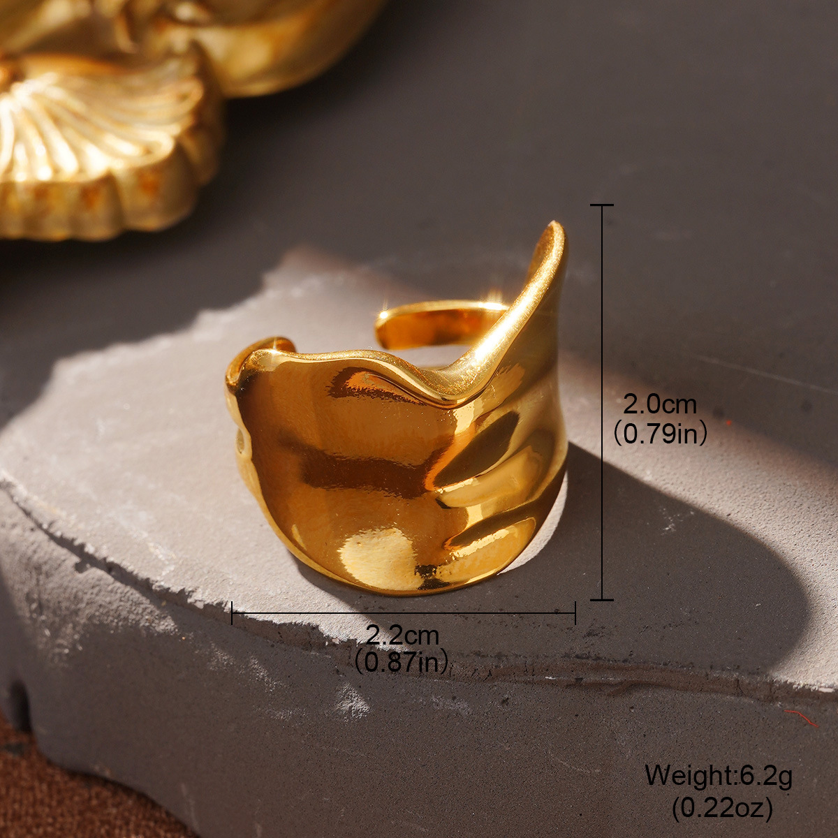 European and American fashionable stainless steel rings with hollowed-out, niche wide lines, high-end design sense, and gold jewelry wholesale pic 28