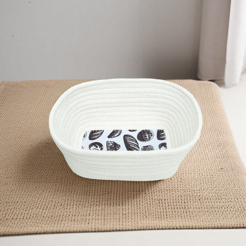 Cotton rope Nordic-style round woven miscellaneous items, snacks, cosmetics, headphones, simple storage basket, small items, desktop storage. Single products: 23*17*9.5cm, weight 160g, 96 pieces per box pic 4