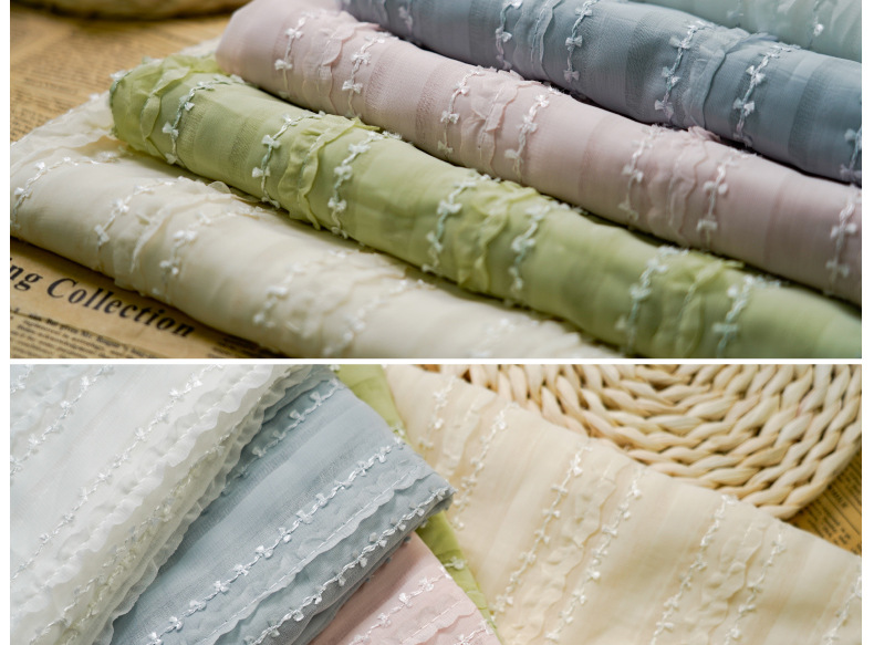 The new chiffon striped yarn-dyed dress is made of a fresh and clean solid-color curtain shirt and soft crocheted fabric pic 17