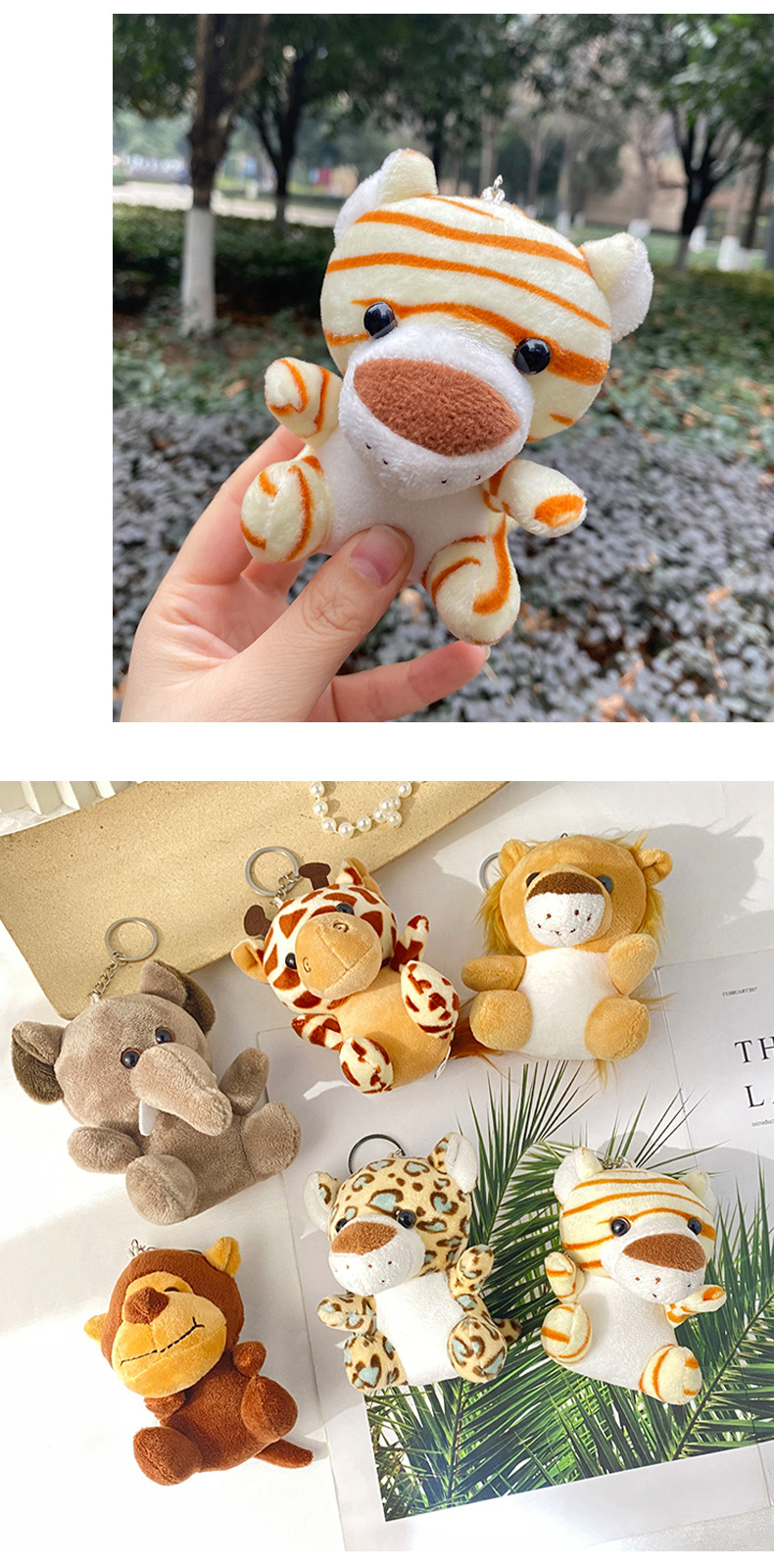 Wholesale of cross-border forest and jungle animal pendants, cartoon dolls, plush toys, backpacks, car keychains and dolls pic 7