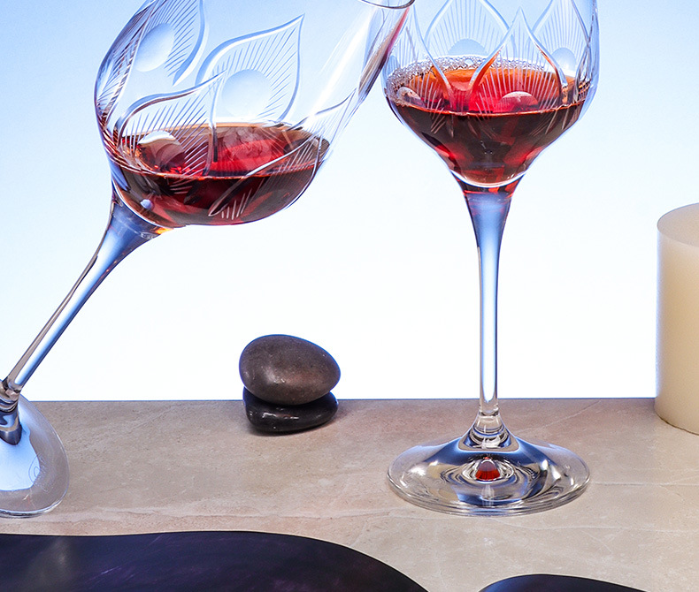 Czech imported Crystalex engraved red wine glass gift box, high-end champagne glass set, high-end birthday gift items pic 10