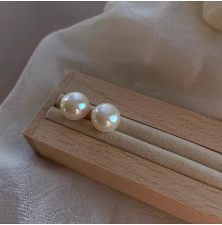 925纯银5A灯泡天然淡水馒头珍珠耳钉女韩国简约大气通勤耳饰E9596详情20