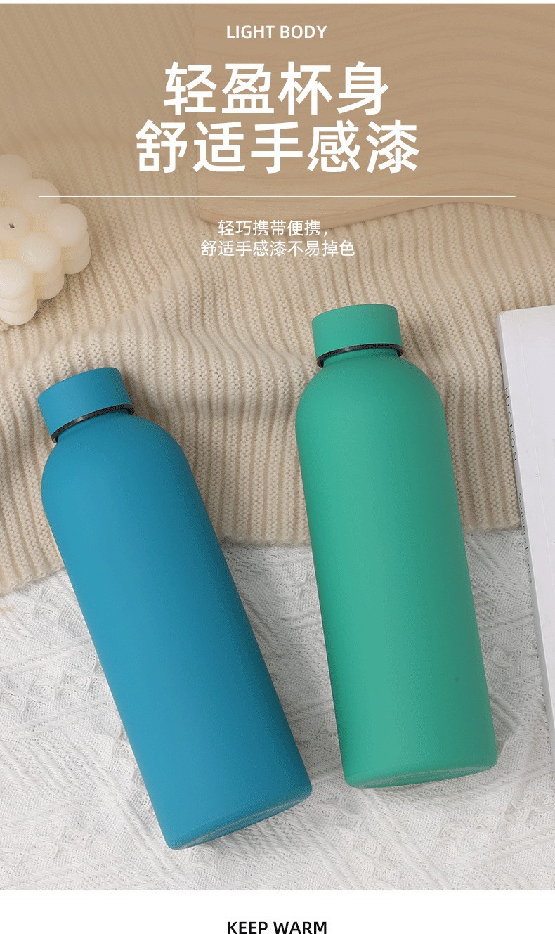 亚马逊304不锈钢保温杯美式小口瓶户外运动水杯大容量磨砂漆水瓶详情4