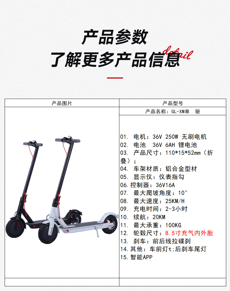 成人锂电池代步车电动车  外贸厂家批发两轮智能折叠电动滑板车详情12