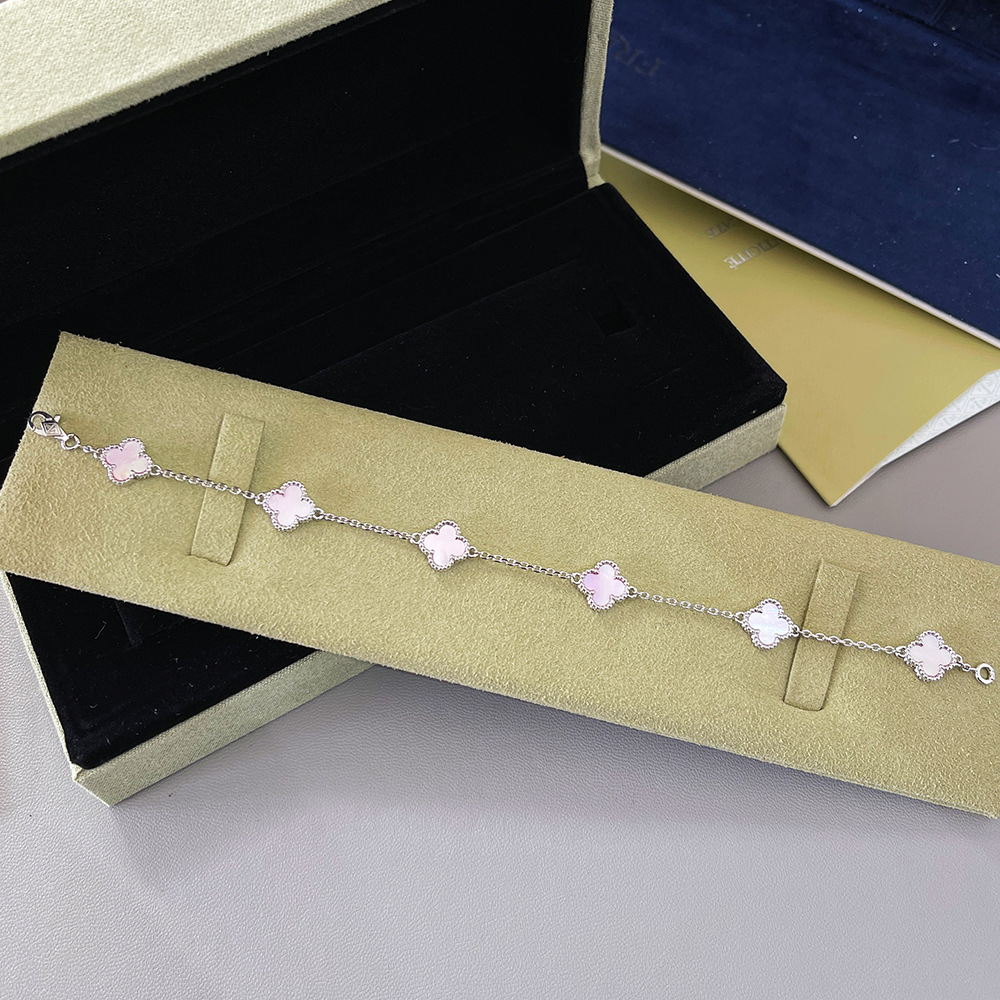 v金高版本厚镀18k金迷你五花六花四叶草手链不掉色高级感红玛瑙详情33