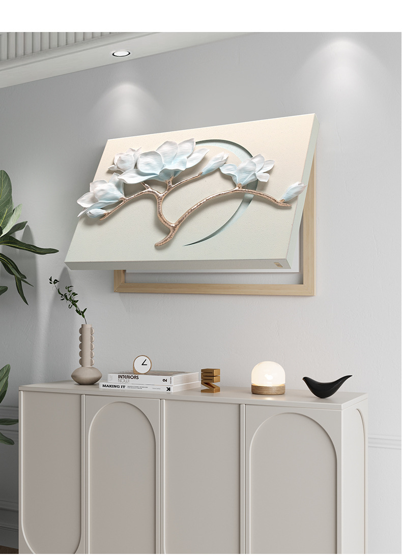 Light luxury and simple sofa, living room background wall decorative painting, Nordic living room bedroom art hanging painting, relief headboard light mural pic 20