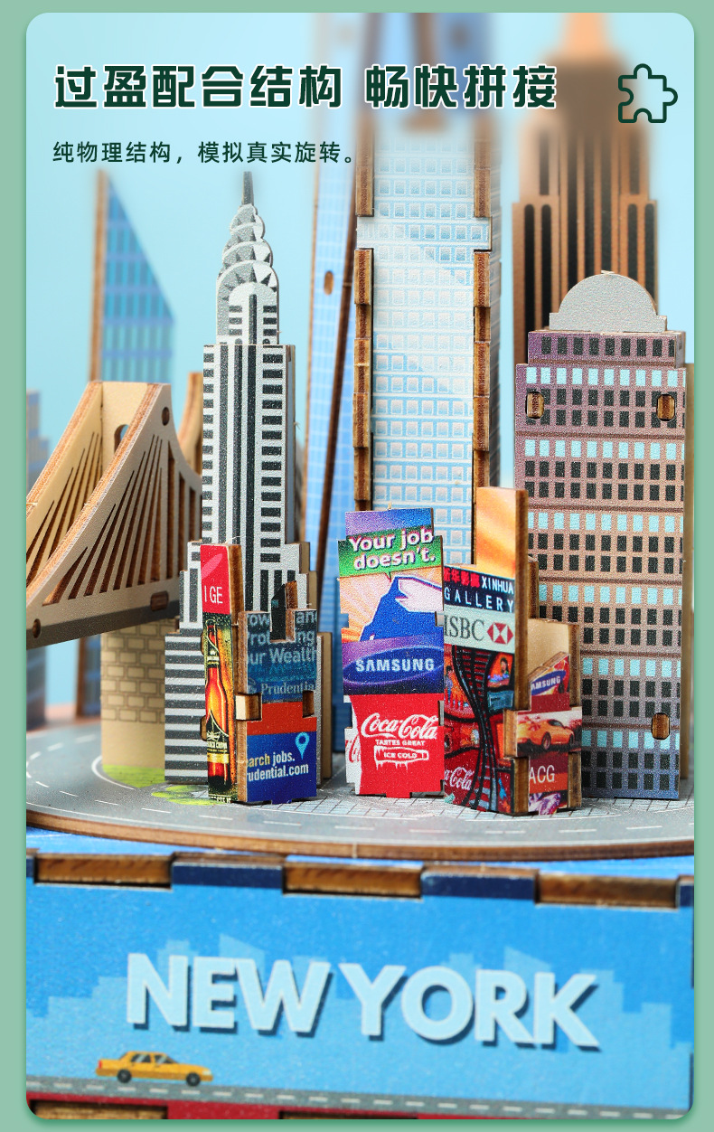 Cross-border new product, national trend and fun wooden music box, DIY handcrafted world-famous architecture, adult toy pic 22