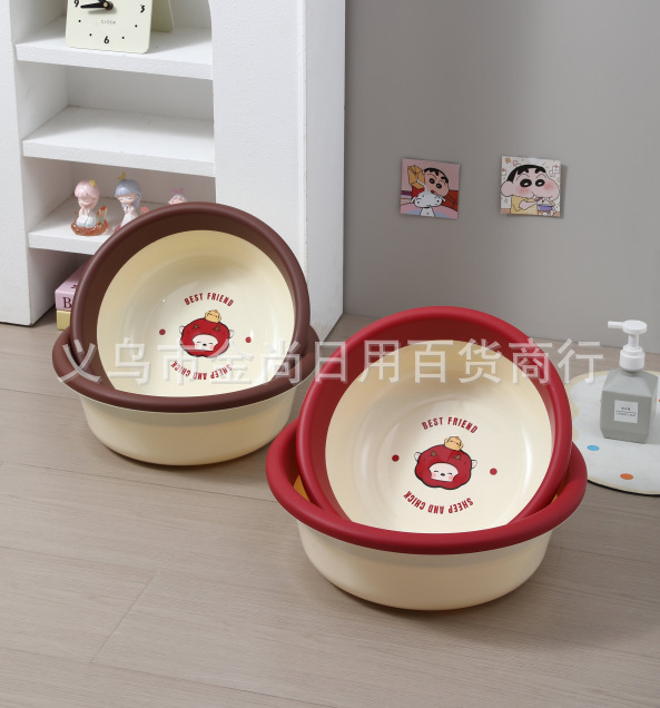 Plastic basin, household face, ins cream style washbasin, student dormitory foot basin, thickened round household washbasin pic 6