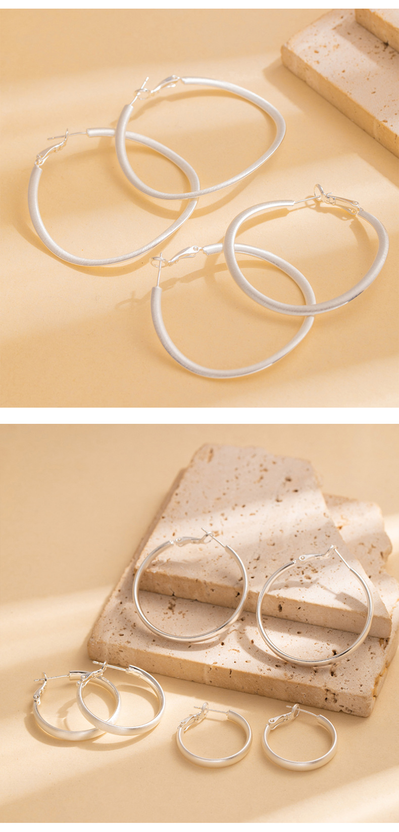 Sweet and cool style fashionable commuting large circle thin ear ring, niche design sense exaggerated earrings 925 silver needle plain ring earrings pic 77