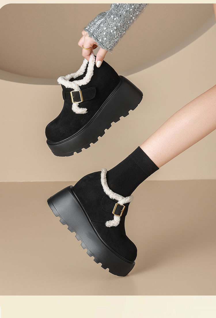 厚底勃肯鞋女2025冬新款英伦风小皮鞋加绒雪地靴10cm内增高乐福鞋详情21