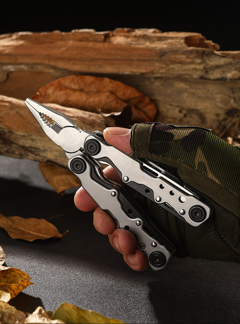 Outdoor travel essential stainless steel folding pliers, multi-functional combination tool, mini camping knife pliers, medium and large-sized camping pliers, compact and portable, other types of pliers pic 20