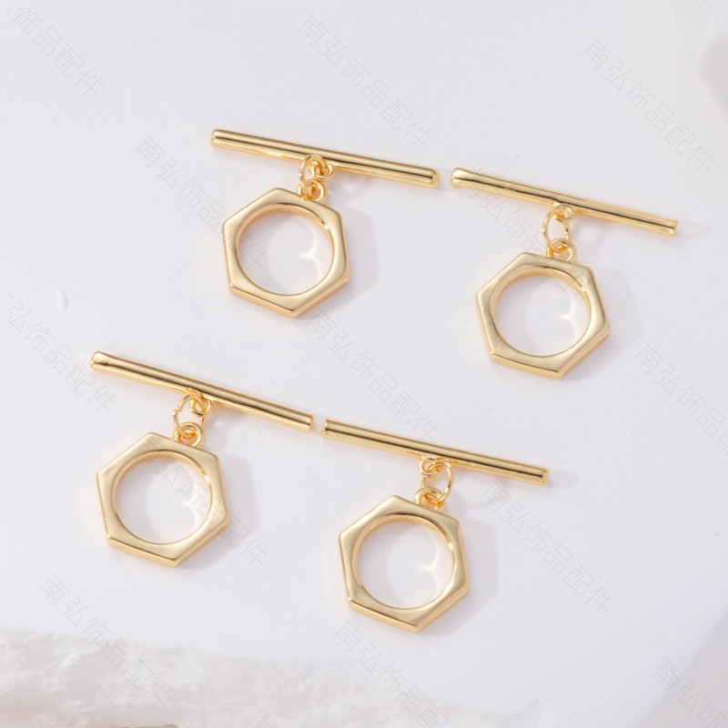 18K copper-plated real gold simple smooth OT clasp color retention bracelet pearl necklace connecting clasp diy jewelry accessory pic 8