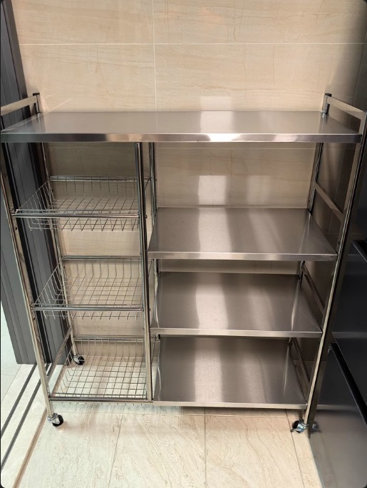 不锈钢厨房置物架菜篮子落地多层多功能微波炉锅具收纳架零食架子详情25