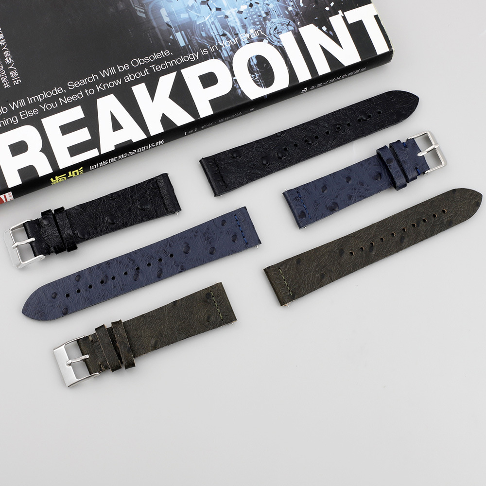 Ostrace-patterned genuine leather double-layer trimmed strap, smartwatch mechanical hand strap, calfskin strap, lugs bracelet pic 12