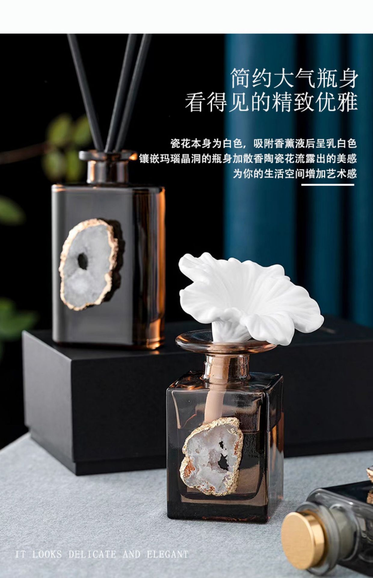 Wholesale of household agate crystal cave flameless liquid aromatherapy essential oil fragrance, indoor home decorations, and niche souvenirs pic 4