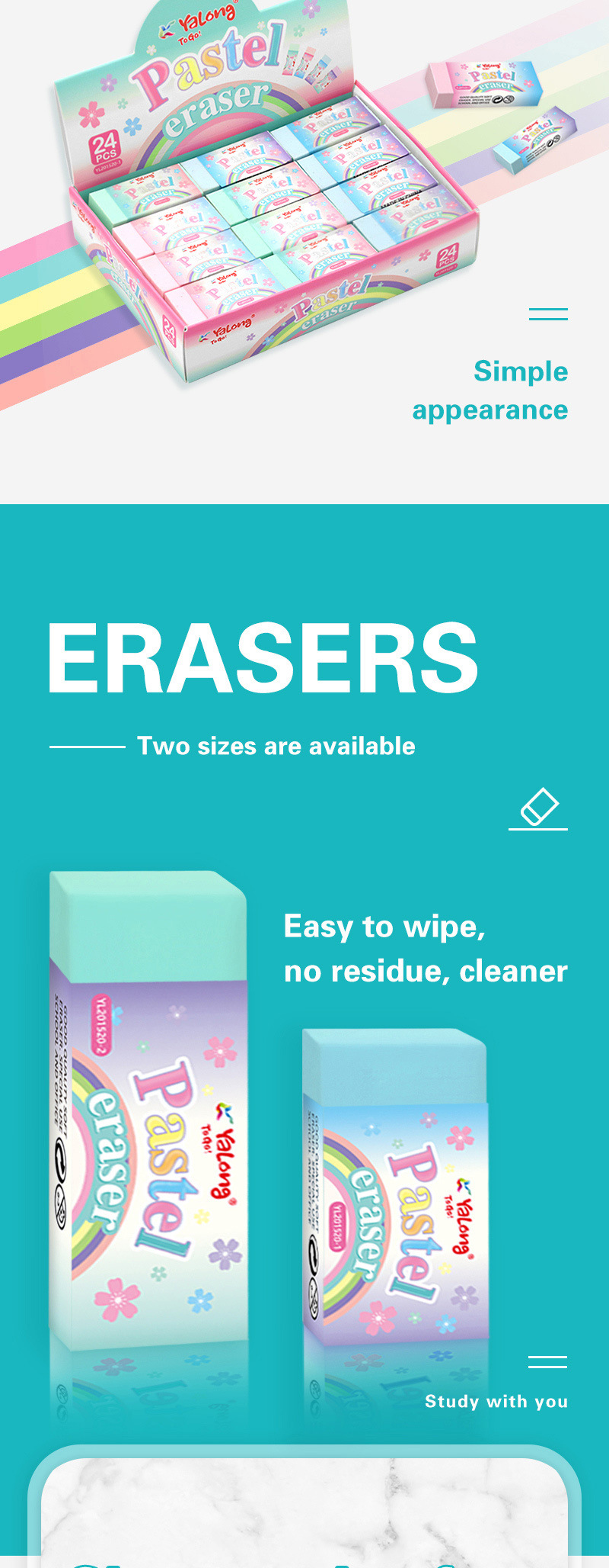 The popular cubic design eraser made of rubber TPR material in foreign trade, student/office pencil eraser pic 2