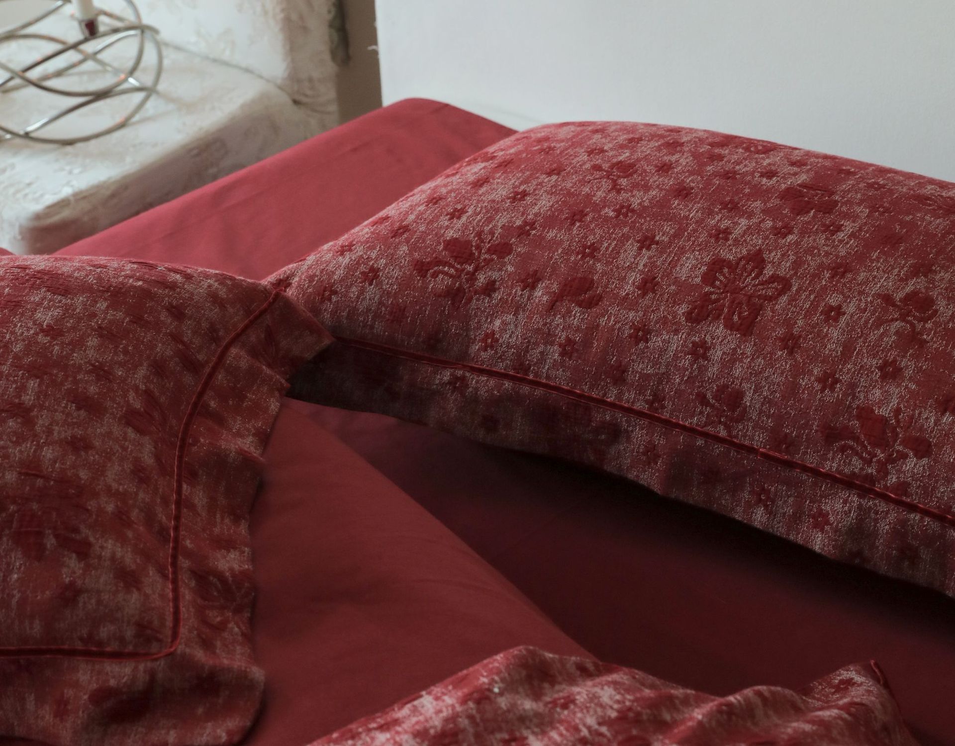 Class A retro jacquard all-cotton wedding four-piece set, a red pure cotton high-end wedding room bedding pic 29