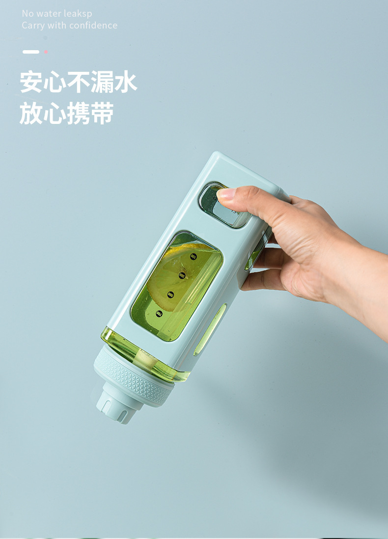 New high-appearure-level macaron-colored square water cup, large-capacity portable hand-held drinking cup, silicone straw water bottle pic 6