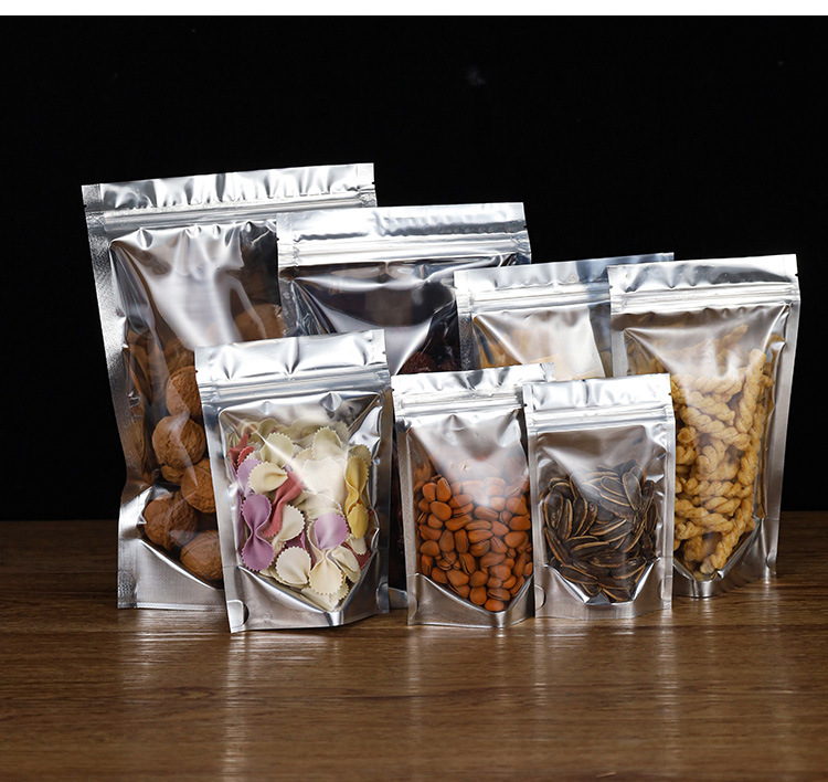 Yin-yang aluminum foil bags, self-standing and self-sealing bags for dog food, semi-transparent aluminum-coated yin-yang bags, aluminum film bags in stock pic 14