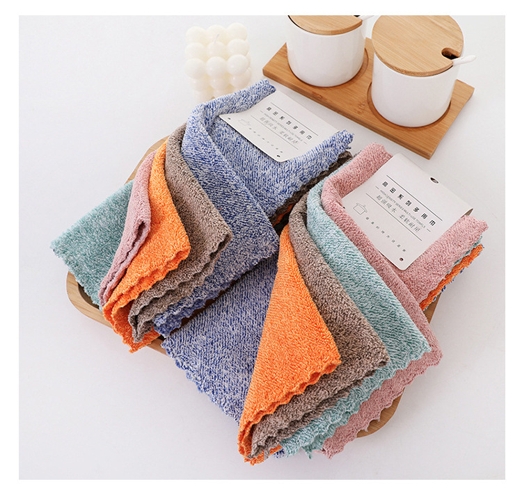 【 Chi Jia 】 Full Sky Star Coral Fleece square Towel, soft absorbent hand towel, Kitchen cloth, hanging small towel, plain color pic 13