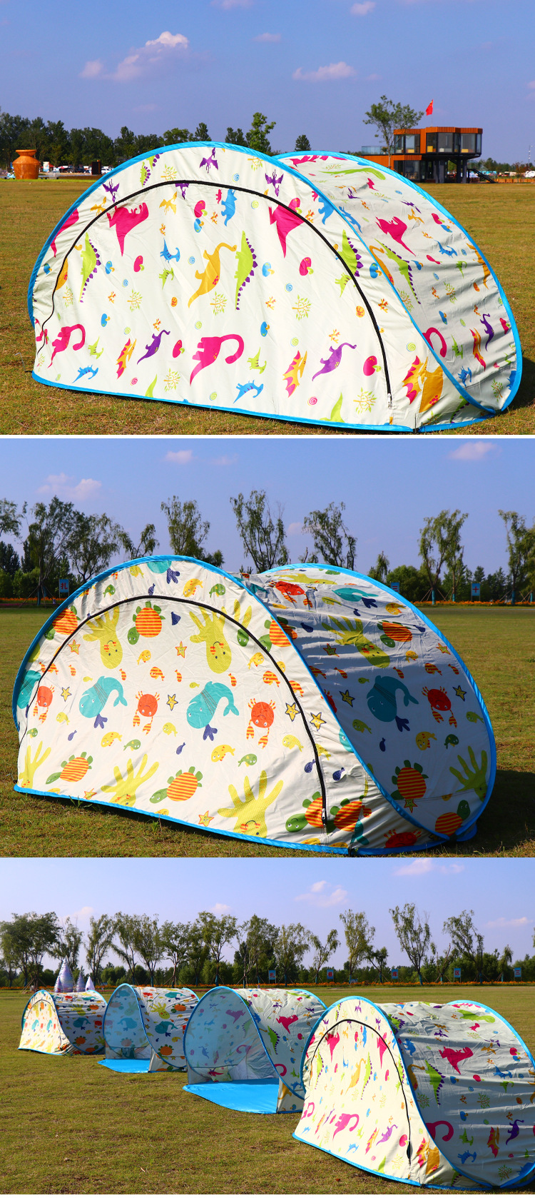 Popular outdoor camping folding portable spring outing, summer sun protection, thickened children's beach and seaside game house pic 6