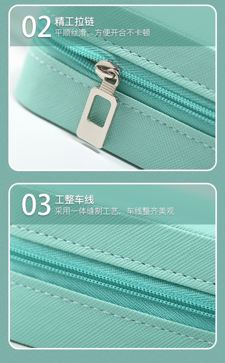 Portable jewelry box, mini zipper bag manufacturer, leather stud earrings, necklace and ring, exquisite storage jewelry box pic 9