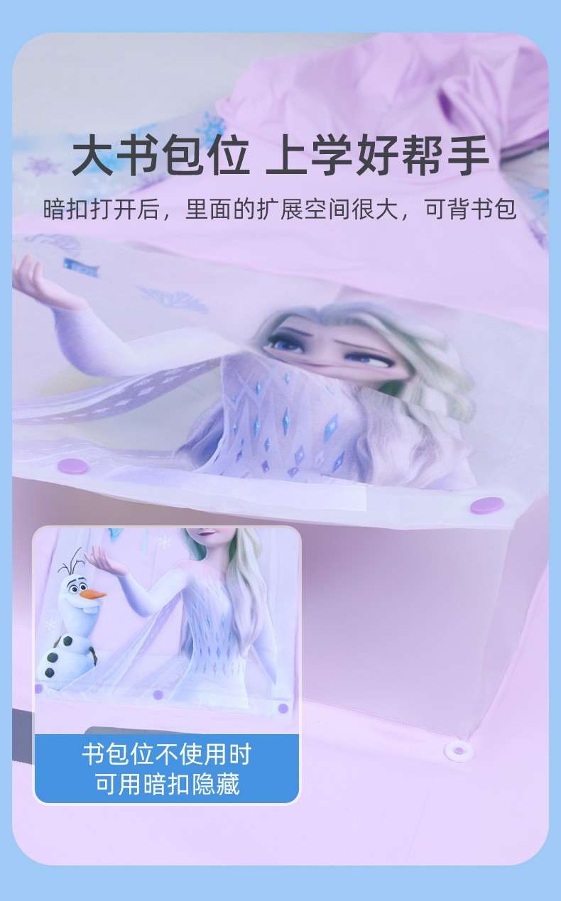 新品迪士尼儿童雨衣EVA拉链款雨披男女学生防水雨衣幼儿宝宝雨衣详情3