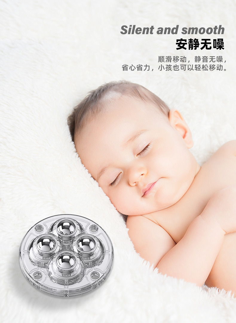 Non-drilling ball pulley, high-load-bearing furniture base, rotating silent small wheel, universal casters for trash cans and boxes pic 12