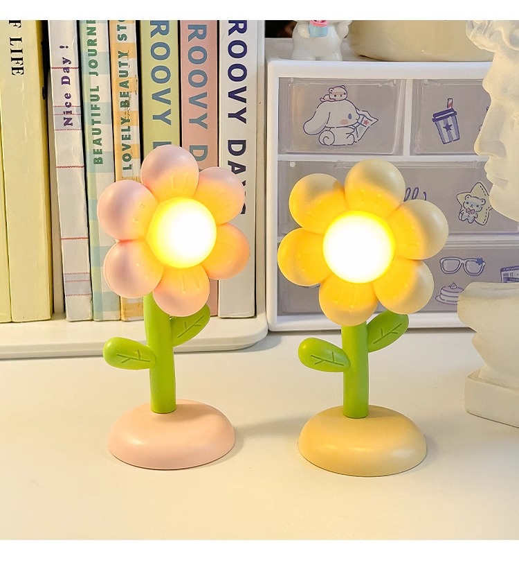 跨境小夜灯迷你小花床头创意不插电氛围灯礼物台灯可爱床头摆件详情15
