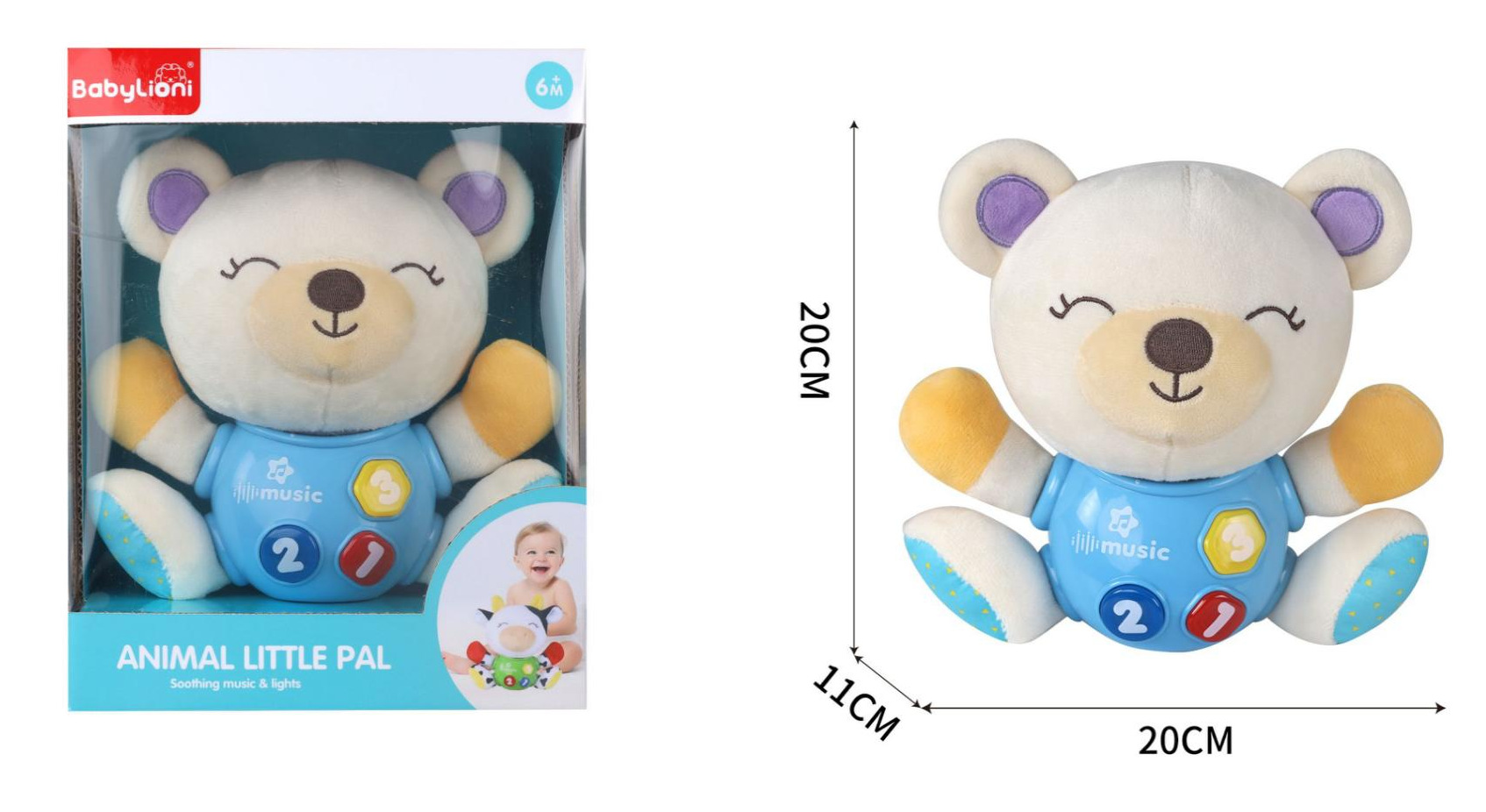 Cross-border infant and toddler audio-visual shaking music soothing doll educational early education plush fabric doll gift mascot pic 11
