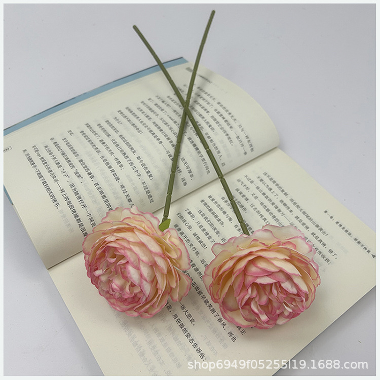 洋牡丹仿真花新款单支人造花西洋玫玫瑰茶玫婚庆装饰批发礼盒款详情8