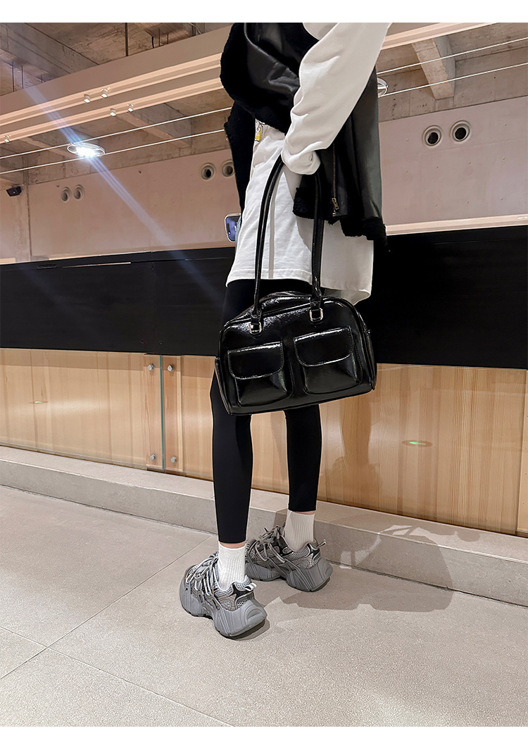 葡萄妈同款 画报女孩 时髦双鞋带网面拼接厚底增高老爹鞋女真皮详情74