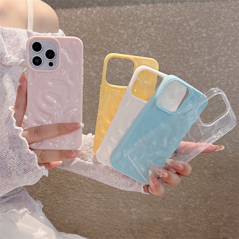 简约陨石纹适用iPhone16苹果15promax手机壳立体波浪14纯色13软壳详情13