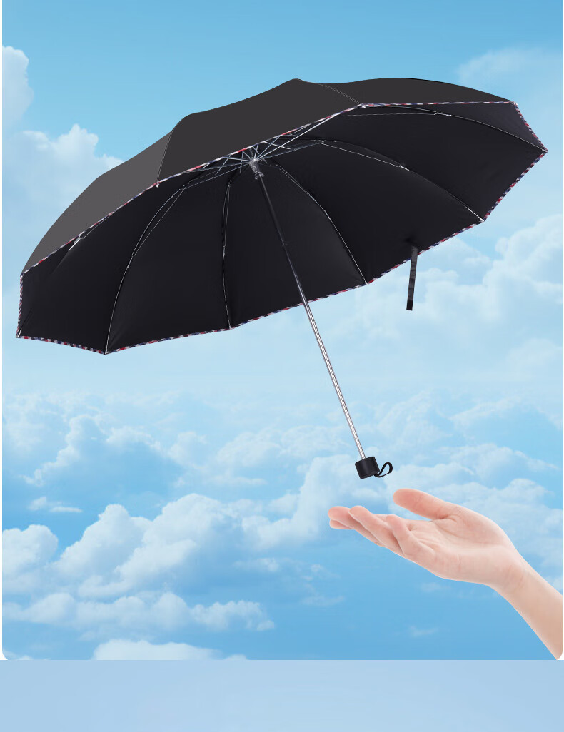 天堂雨伞大号紫外线折叠超大双人加固太阳伞防晒男女两用晴雨黑胶详情15