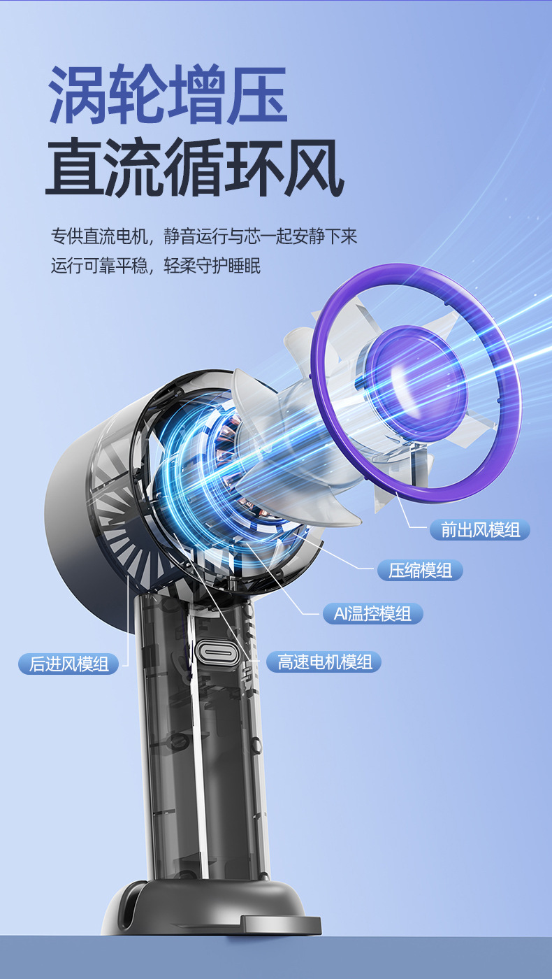 新款usb充电手持风扇迷你学生便携式桌面支架涡轮无叶小风扇礼品M142详情9
