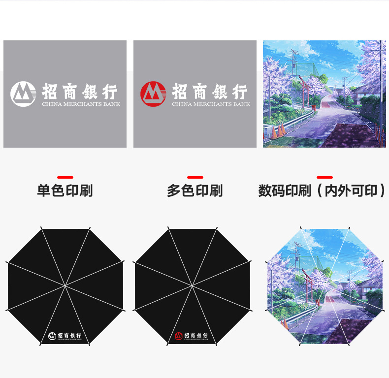 雨伞定制24骨全自动商务广告伞三折黑胶遮阳伞uv折叠伞定制logo详情2