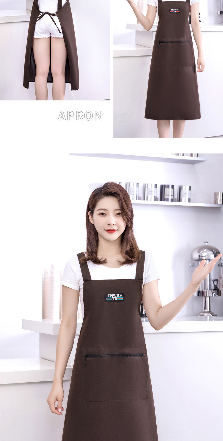 【 Chi Jia 】 Extended waterproof apron solid color simple kitchen home Zipper pocket dirt-resistant work clothes pic 18