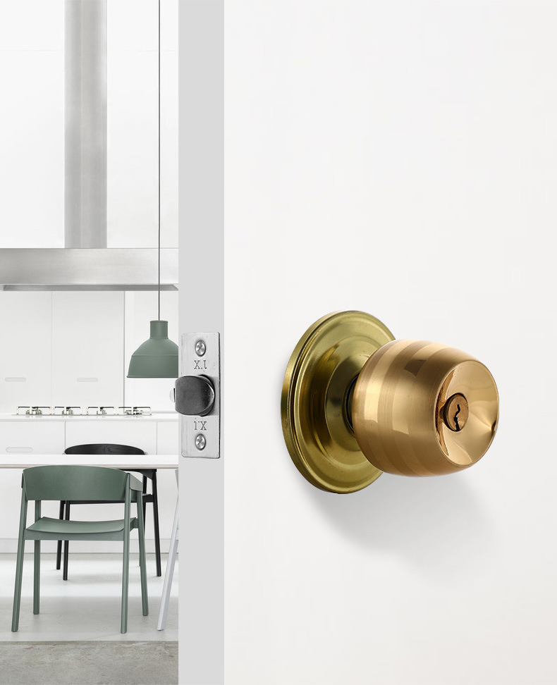Spherical door lock, household universal lock, indoor bedroom door lock, bathroom old-fashioned lock, sub-door, round ball lock pic 7