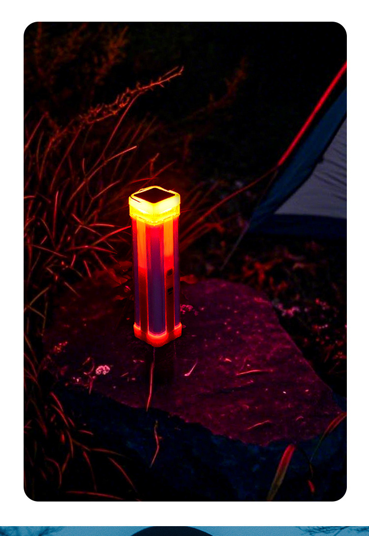 新款跨境太阳能手提式可充电4面发光野营灯大容量应急灯移动充电详情8