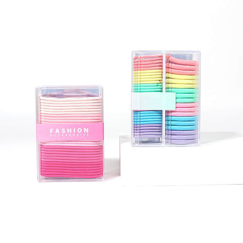 辉运渐变色发绳盒装高级感高弹力不伤发皮筋粗细混合组合装发圈详情4
