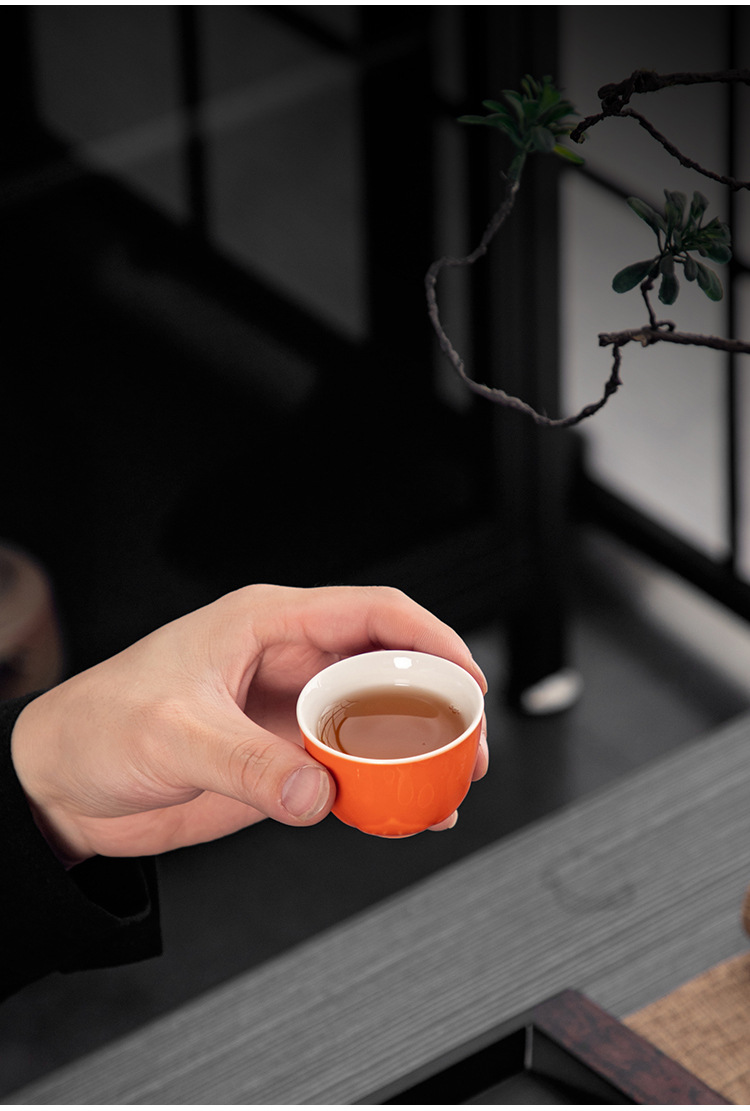 Persimmon tea set, one pot and two cups, business opening event gift, souvenir, Kung Fu tea set gift box, LOGO pic 20