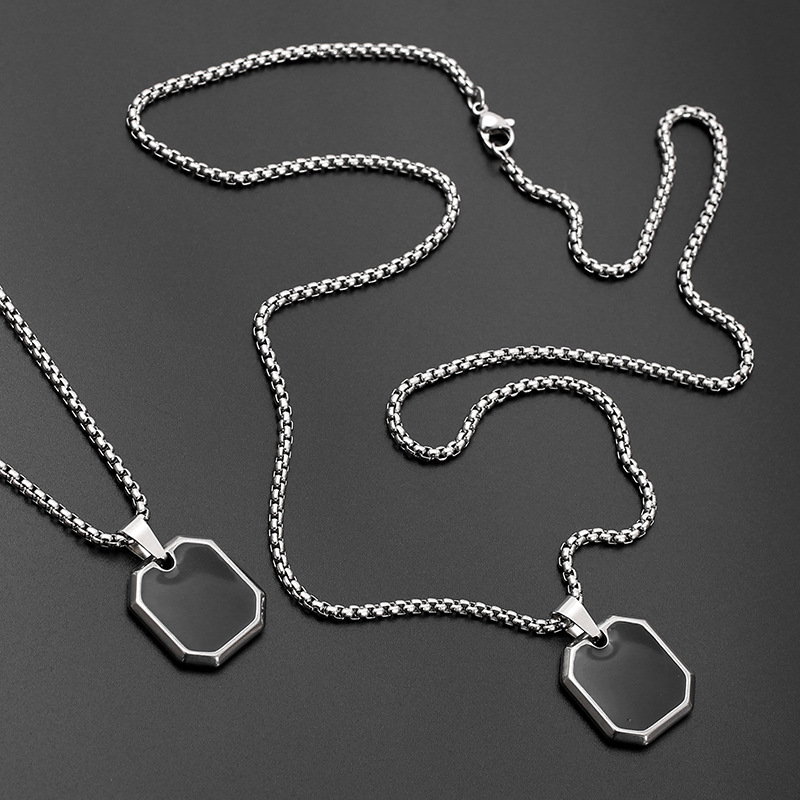 2026 cross-border foreign trade consignment new black spray-painted pendant necklace with stainless steel chain pic 5