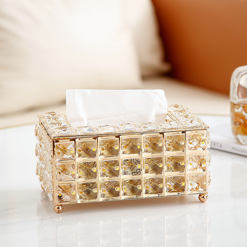 European-style best-selling ins tissue paper, metal tissue box, living room desktop storage box, crystal tissue box, factory direct sales pic 4