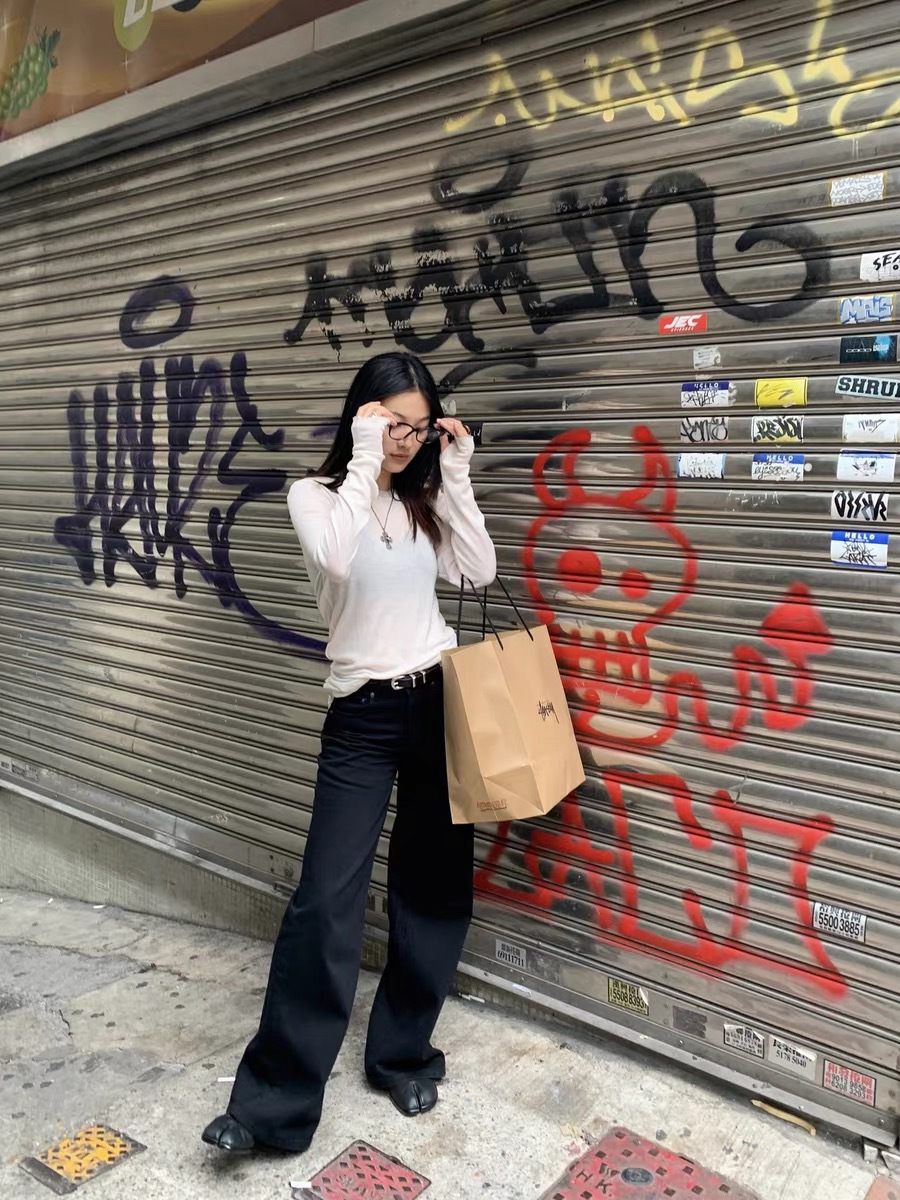 New simple and casual style, versatile wide-waist, slimming black loose wide-leg jeans for women 3048 pic 34