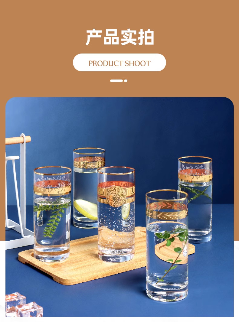 Czech imported crystal glasses, high-end lead-free whisky glasses, high-end gold-painted light luxury beer glasses, beverage glasses and water glasses pic 16