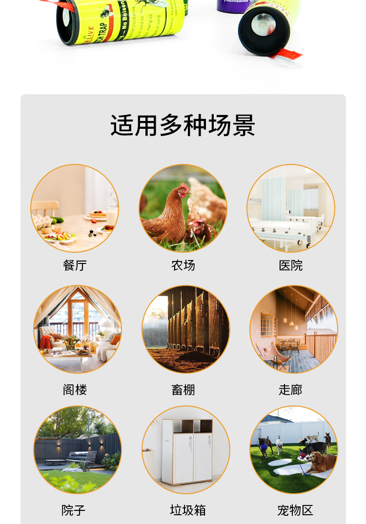 外贸苍蝇卷强力粘苍蝇纸粘蝇板药沾蚊杀手捕捉器灭蝇子盒装苍蝇卷详情6